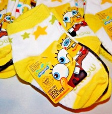 Spongebob Squarepants 3 Pair Per Pack Toddler Socks Sz 2-4 Shoe Sz 4-7