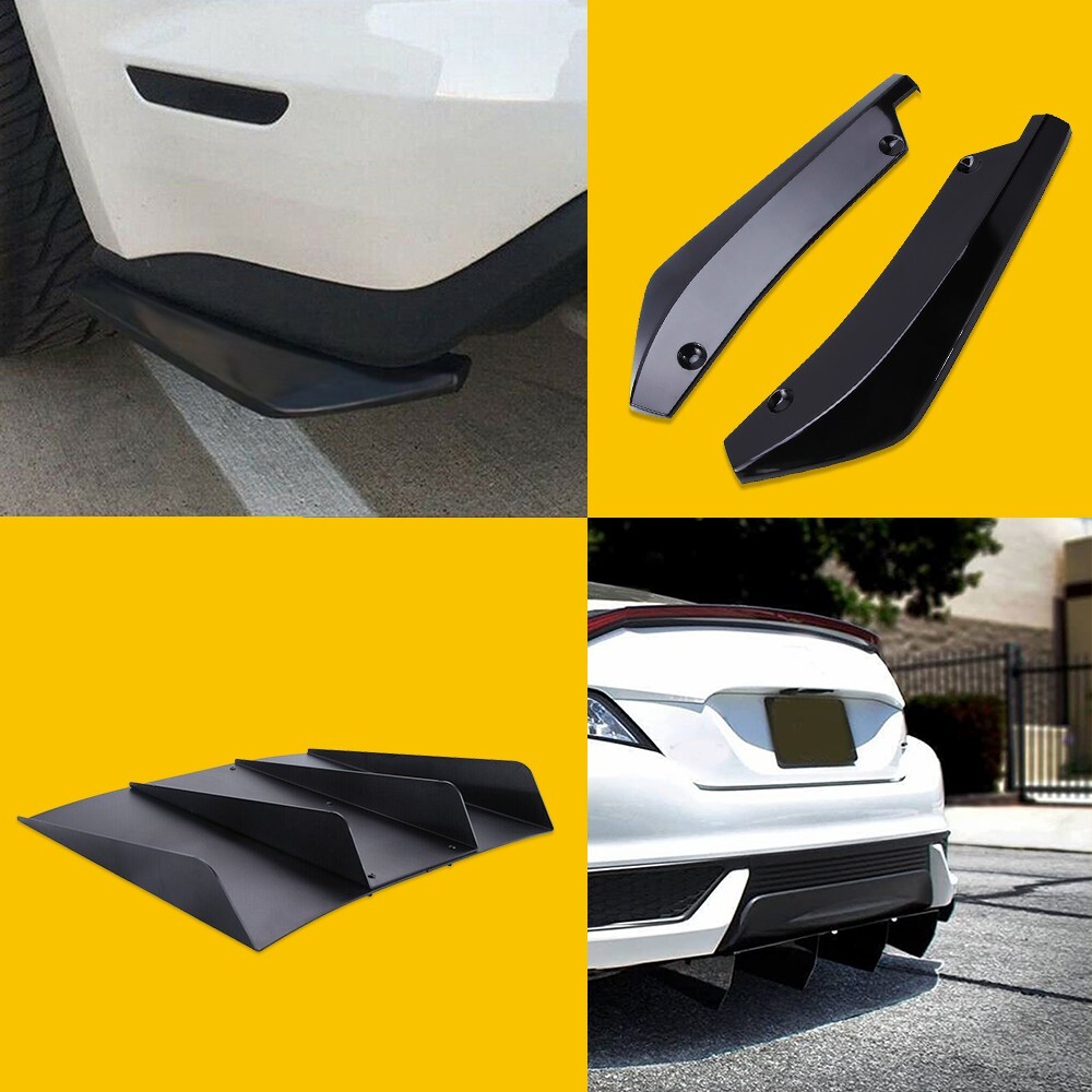 For Dodge Diffuser Rear Challenger + Rear Splitter Spats Bumper Spoiler Chin Lip