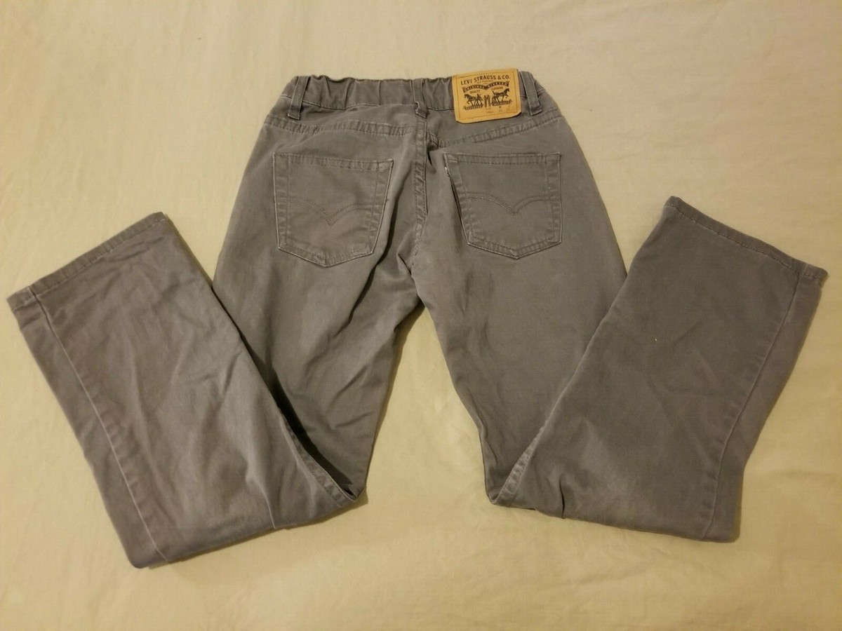 Boys Levis 514 Khaki Jeans Pants 10 25 25 Straight Grey Gray