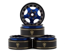 Treal Hobby Type B 1.0" 5-Spoke Beadlock Wheels (Black/Blue) (4) (22.4g)