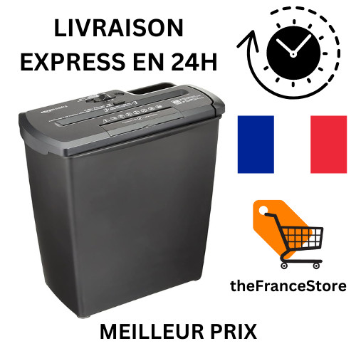 Destructeur de documents 8 feuilles pour papier cartes et CD noir compact