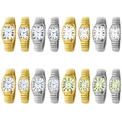 Men Women Big Numbers Square Watch Elastic Band Quartz Analog Couples Wristwatch