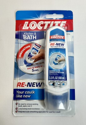 NEW Loctite Kitchen & Bath Re-New Silicone Caulk White 3.3 oz Tube Sealant