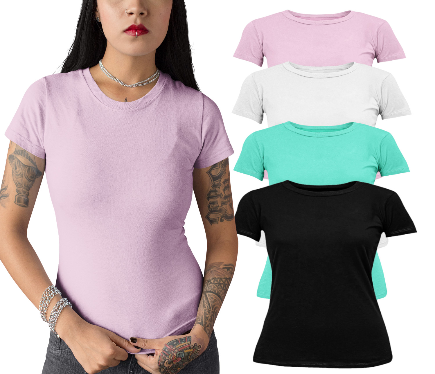 Camiseta Mujer Alta Calidad Trabajo Sport Roly Algodón Entallado Duradero