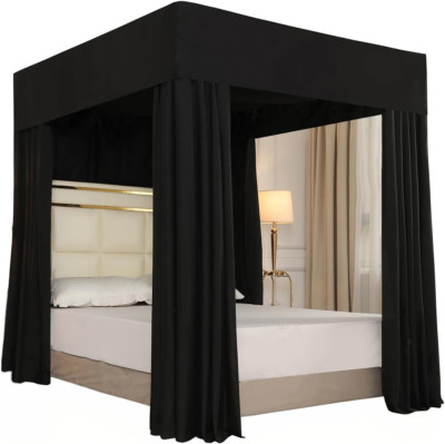 Black Four Corner Post Bed Canopy Bed Curtains Sheer Canopy Bedroom Decoration L