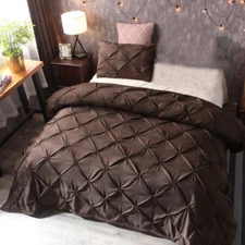 2Pcs Coffee Duvet Cover Set With Pillow Shams Twin Size Duvet Set Quilt Cover