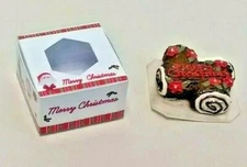 Dollhouse Miniature Christmas Yule Log Decorated Cake by Bright deLights 1:12