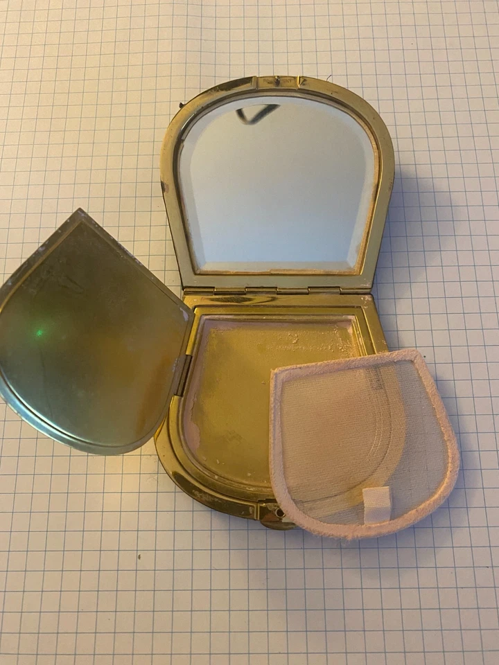 Vintage 1930/40s Retro Bordado Preto Crepe Em Pó Compacto, Bordado Floral - Imagem 2 de 4