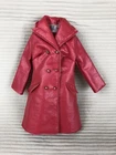 Vintage Barbie Friend Julia Red Leather Weather Trench Coat Jacket Very Nice