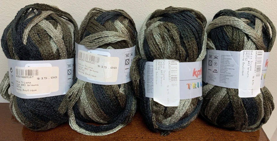 Lot of 4 Katia Triana Yarn Acrylic Spain Color 43 Same Dye Brown Browns - Image 2 of 4