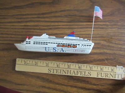 U.S.A. Cruises 7 1/2 inch wood model ship NICE