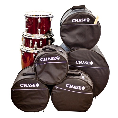 Chase Padded Drum Kit Gig Bag Set Soft Case 5 Piece Snare Bass Tom