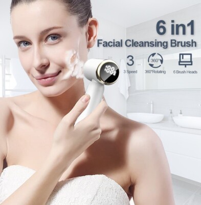 Rotating Waterproof Facial Cleansing Spin Roller Sonic Massager Cleaner Brush Si