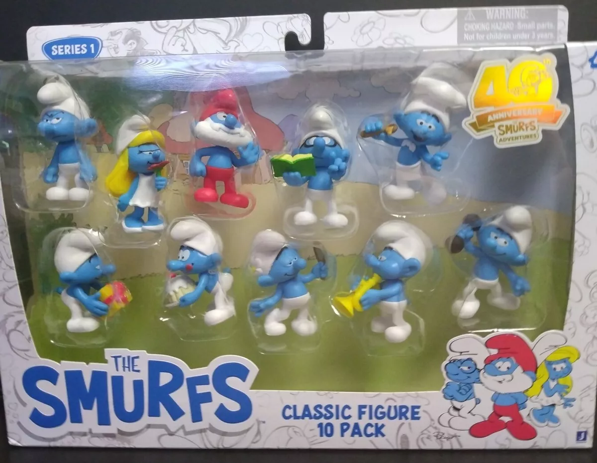 The Smurfs 40TH Anniversary Classic Figure 10 Pack - Features 2-Inch  Smurfette, Grouchy, Greedy, Papa Smurf, Brainy, Hefty, Vanity, Harmony,  Jokey