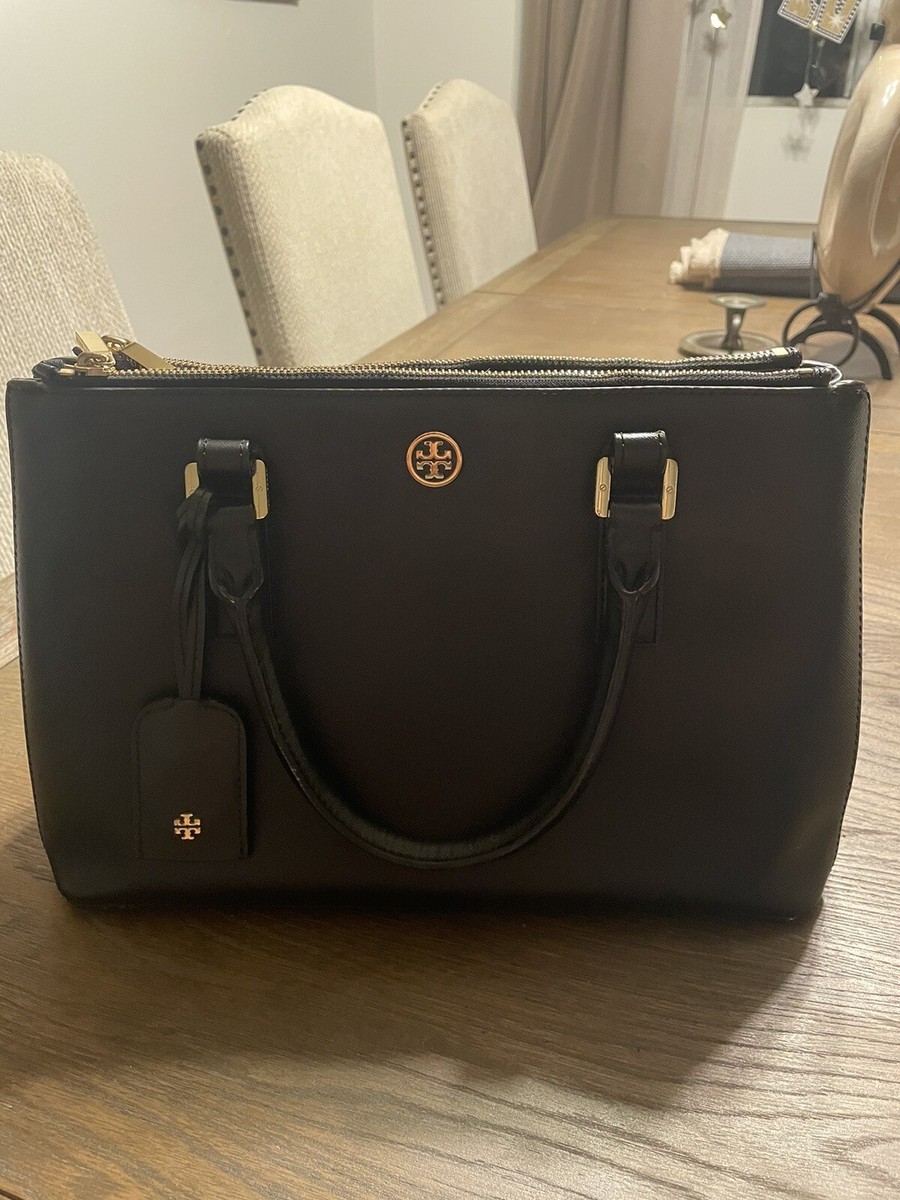 ToryBurch Black Saffiano Leather Robinson Double Zip Tote. | eBay