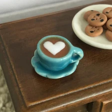 Dollhouse Miniature Espresso Coffee Mug Cup Heart Chocolate 1” 1:12 *MORE COLORS