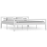 Vidaxl Bettgestell Weiß Und Schwarz Metall 180×200 Cm Neu