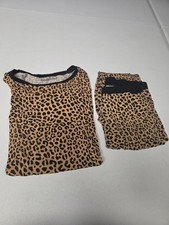 LITTLE SLEEPIES Classic Leopard Print 2 Piece Long Sleeve Bamboo Pajama Girls 16