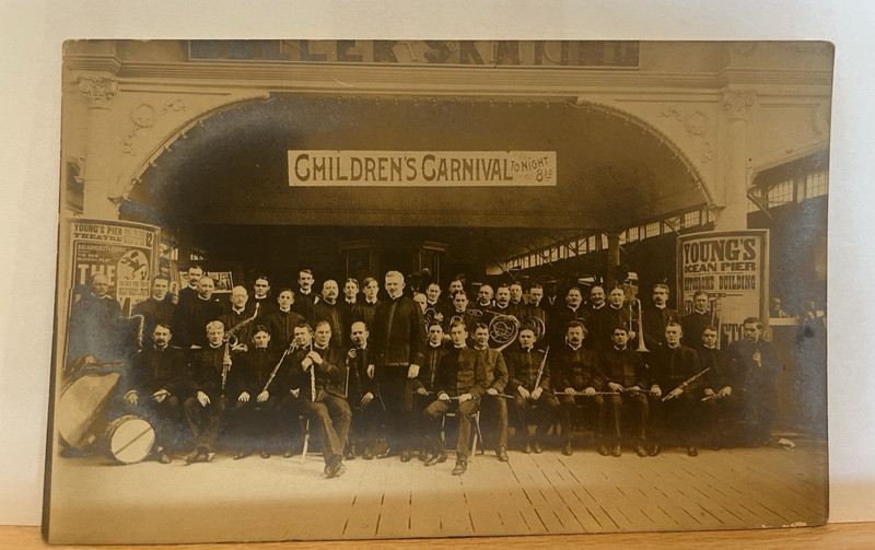 RPPC Postcard Boardwalk Band Children’s Carnival Young's Ocean Pier New Jersey