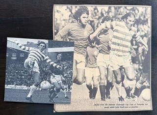 KENNY DALGLISH signed 1970s Magazine Photo lot x2 CELTIC v RANGERS
