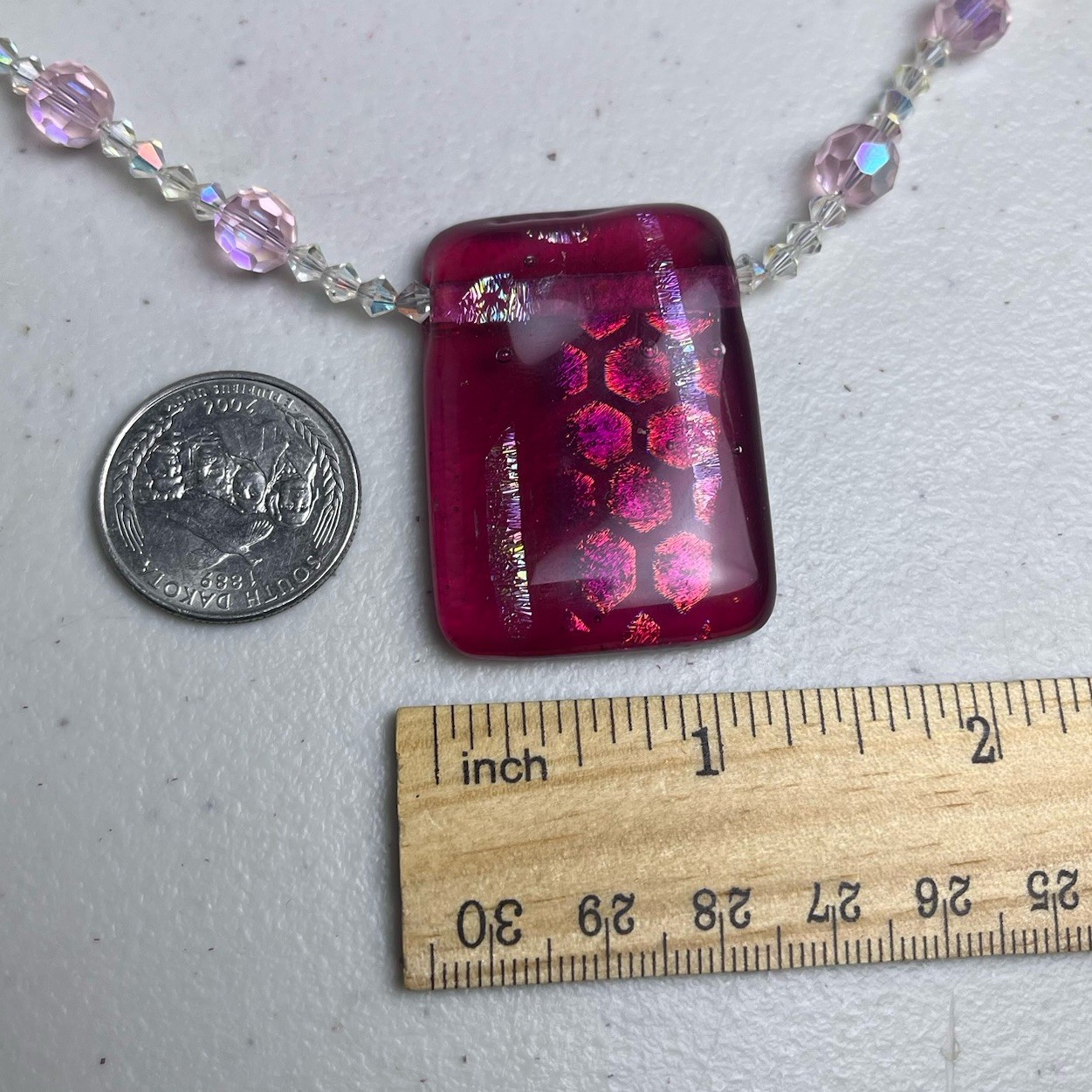 Artisan Signed Dichroic Glass Rectangle Pendant N… - image 11