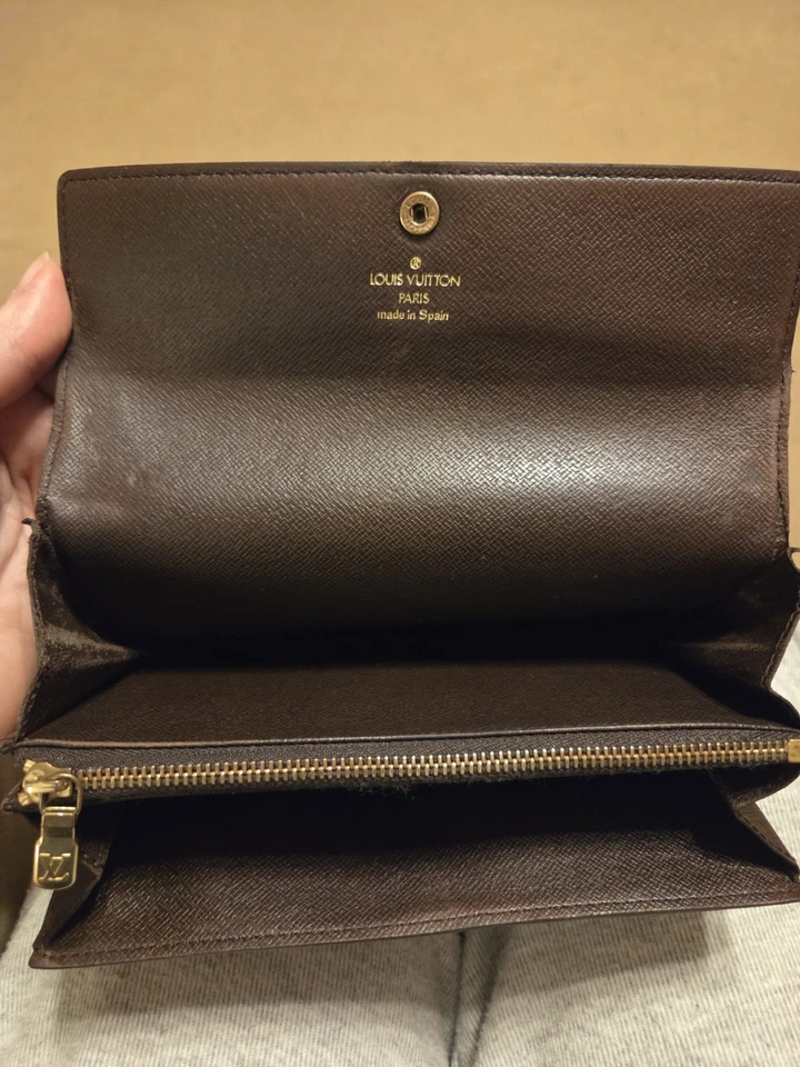 Louis Vuitton Portefeuille Sarah Damier Ebene Canvas Long Wallet Brown - Image 3 of 4