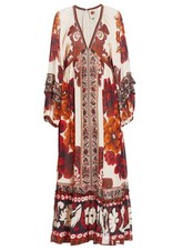 Farm Rio Womens Winter Tapestry V-Neckline Maxi Dress XXS Sand - NWT $315