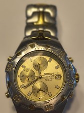 Seiko Chronograph 7T32-6M59 Gold Tone Watch Men Water Resist 50M Needs Battery