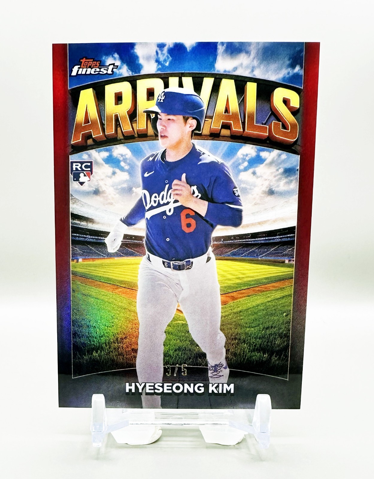2025 Topps Finest Baseball Arrivals #A-3 (Red Refractor)  HYESEONG KIM  [3/5]