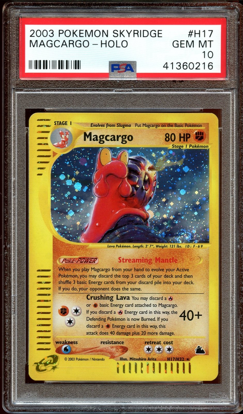 PSA 10 GEM MINT Magcargo H17/H32 SWIRL HOLO RARE Skyridge Pokemon Card
