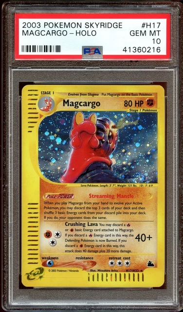PSA 10 GEM MINT Magcargo H17/H32 SWIRL HOLO RARE Skyridge Pokemon Card