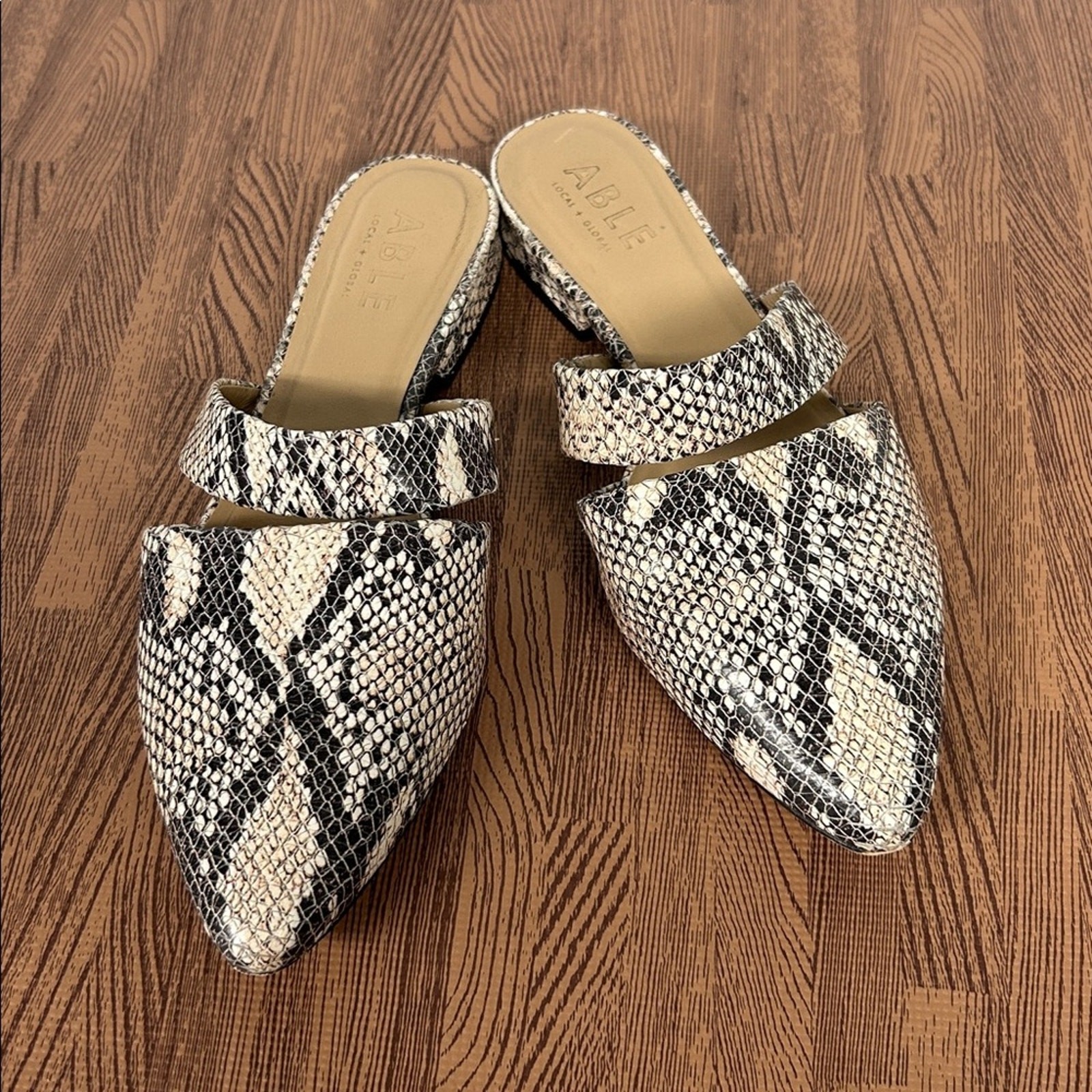 ABLE Joselyne Snake Python Leather Double Strap A… - image 2