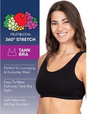 Fruit Of The Loom Size 48 9012 Tank Style Sports Bra 3 Pack Black, White Grey