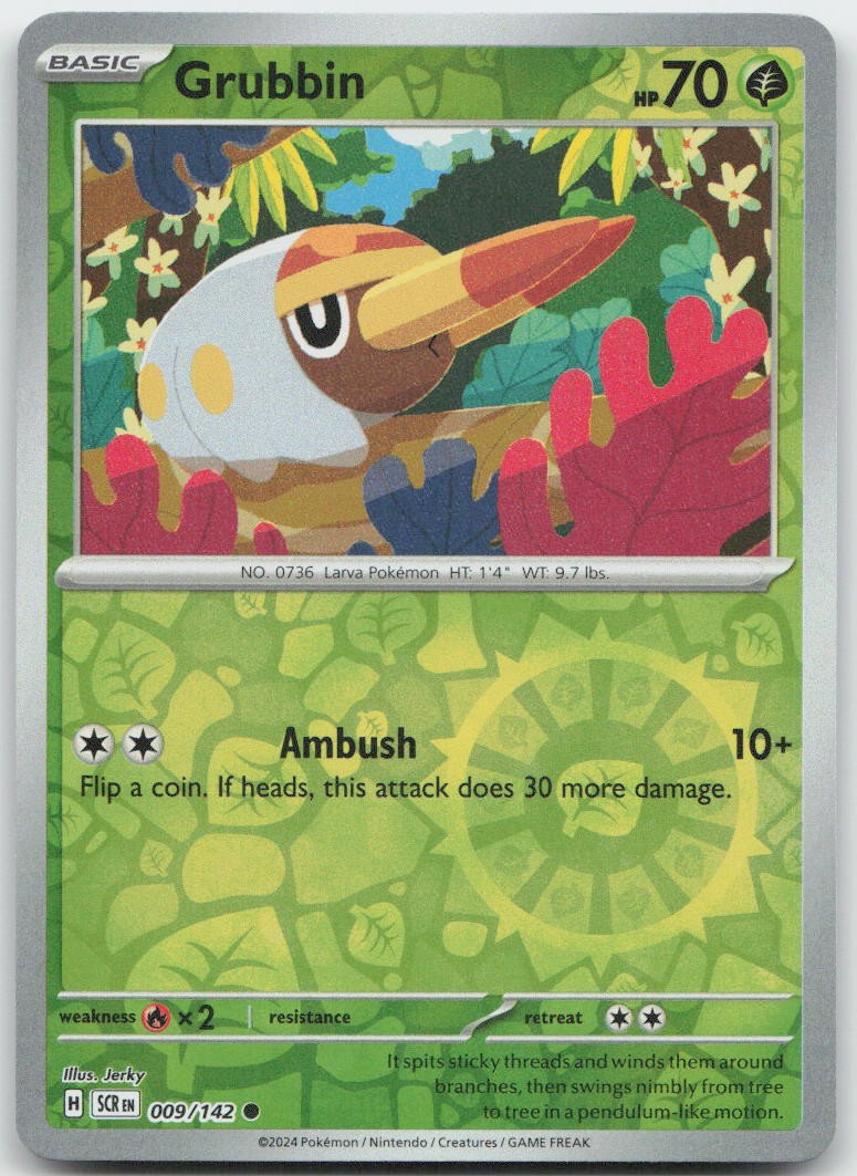 Pokemon : Grubbin Stellar Crown 9/142 : C Reverse Holo