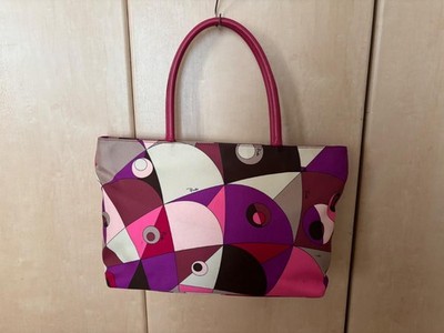 EMILIO PUCCI Tote Bag Pink Purple A4 Size Removable Inner Pocket