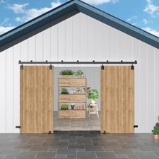 16FT Heavy Duty Box Rail Exterior Barn Door Hardware Kit, Sliding Door Hardwa...