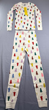 Hanna Andersson NWT Holiday Print Long John Pajamas Kids 130 US 8 Tree Ribbons