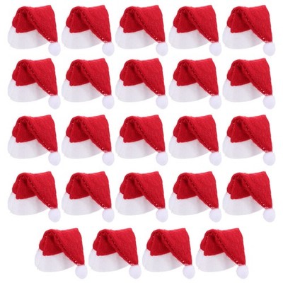 24 Pcs Mini Christmas Lollipop Hats Red Nonwovens Candy Santa Claus Caps