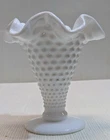 Fenton White Milk Glass Trumpet Vase With Ruffled Edge 4" H