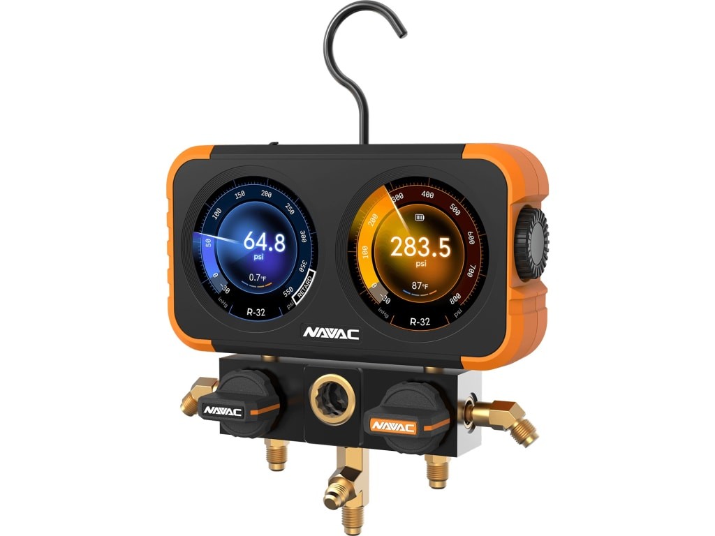 NAVAC N2DX - Flex-X Manifold Gauge (Digital Display, HD Color Graphic Interface,