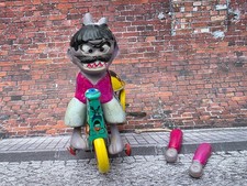 RARE 1964 Marx Nutty Mads Wind Up Monster Tricycle Tin Toy WORKS Japan AS IS