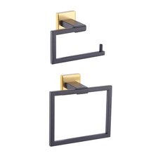 GERZWY Bathroom Hardware Set 2 Piece Towel Ring and Toilet Paper Holder SUS 304
