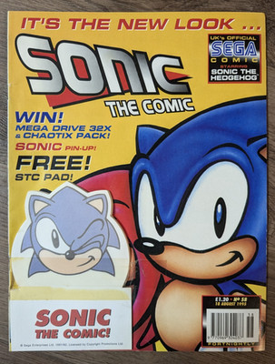 Sonic the Comic #58 - UK Fleetway Sonic Pin-Up - w/ Sonic Pad Still Attached!