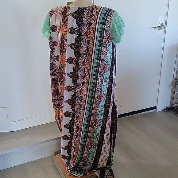 PALM ANGELS SUKAYANA NUOVO Maxi Abito Tubino Mumu Spolverino Grandmacore Floreale Mixed Media XL