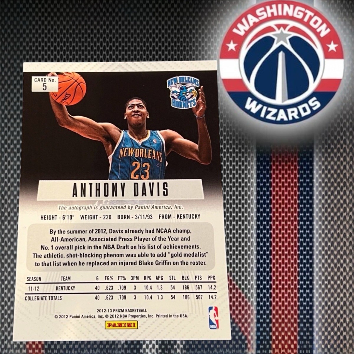 Anthony Davis Rookie Auto RC 2012-13 Panini Prizm Washington 