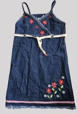 Vintage Embroidered Denim NO KIDDING Sundress Jumper Girls Size 7-8
