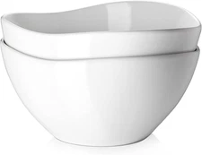Large Mixing Bowls, Ceramic Serving Bowls, 3.2 Quart Deep Salad Bowls, 105 Oz Wh