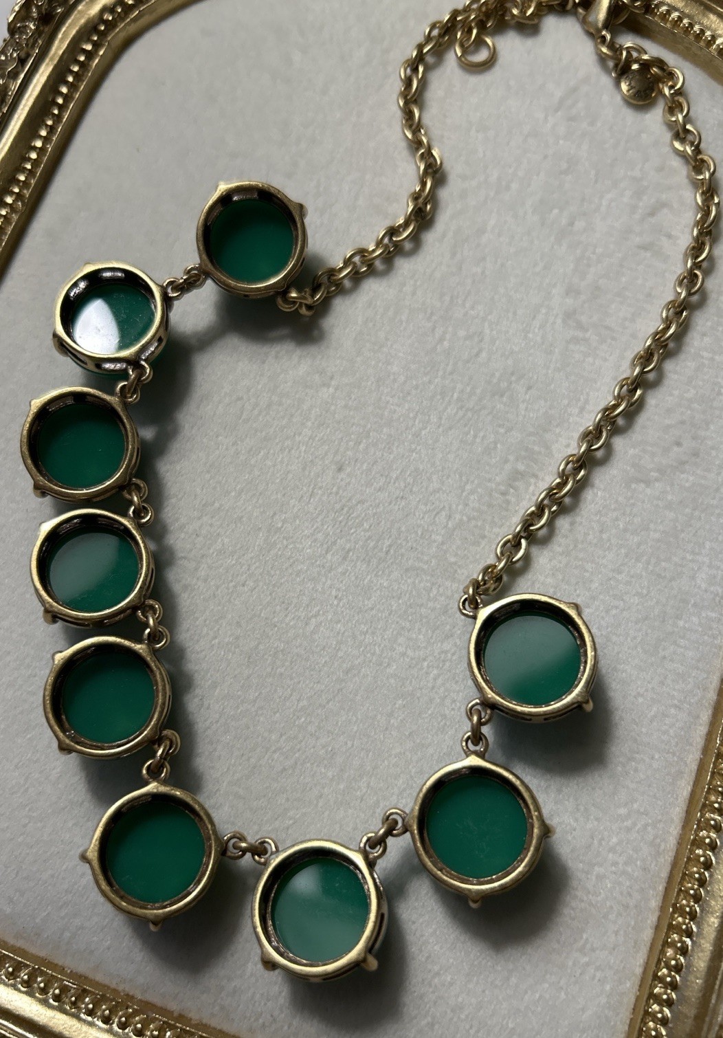 J. Crew Signed Green Bubble Statement Necklace Go… - image 5