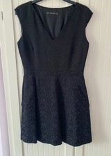 ZARA Black Brocade Sleeveless Dress With Pockets Christmas/Party - Size M