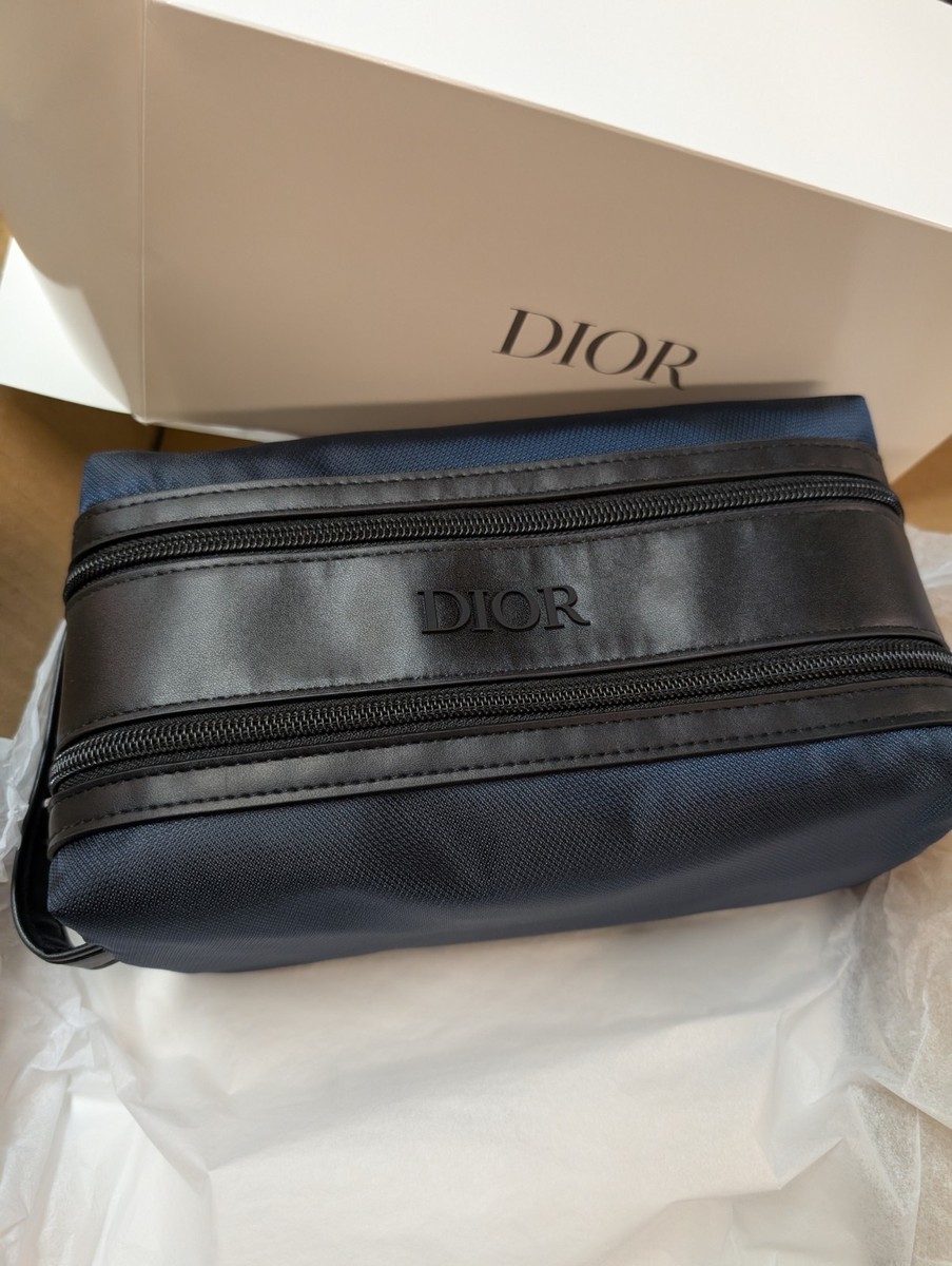 Dior ネイビー ポーチ Dior Navy & Black Toiletry Bag Pouch Travel Case Dual Zipper